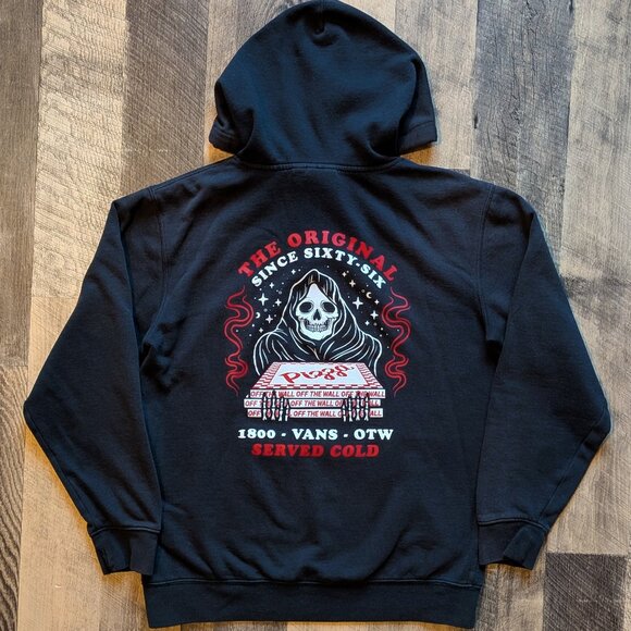 Vans Hoodie Pizza Served Cold Grim Reaper Black Small Pullover - Picture 4 of 9